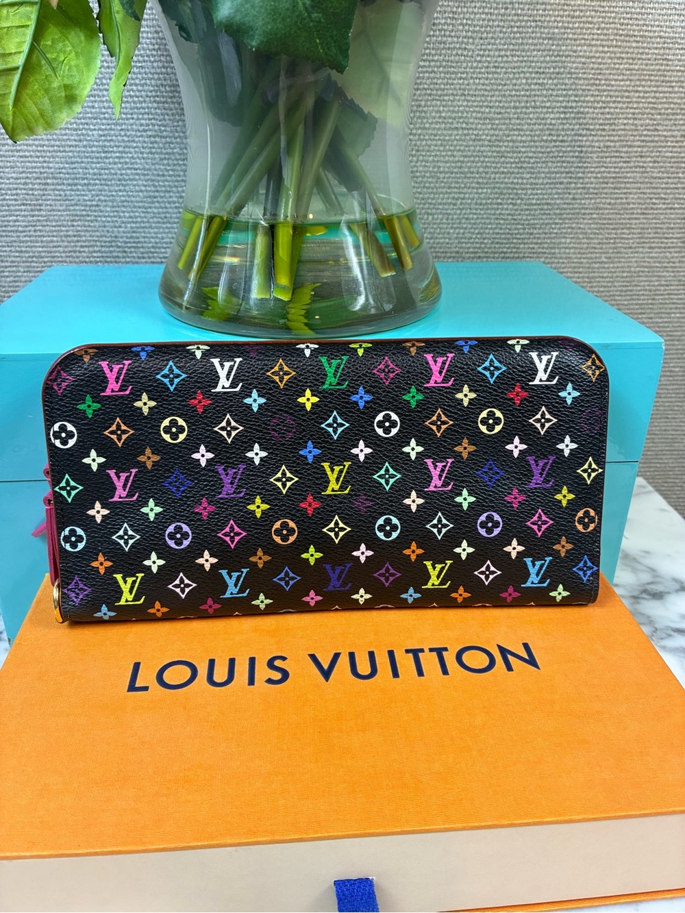 LV Louis Vuitton Black Multicolor Murakami Insolite Wallet - Beautiful Pre-Loved